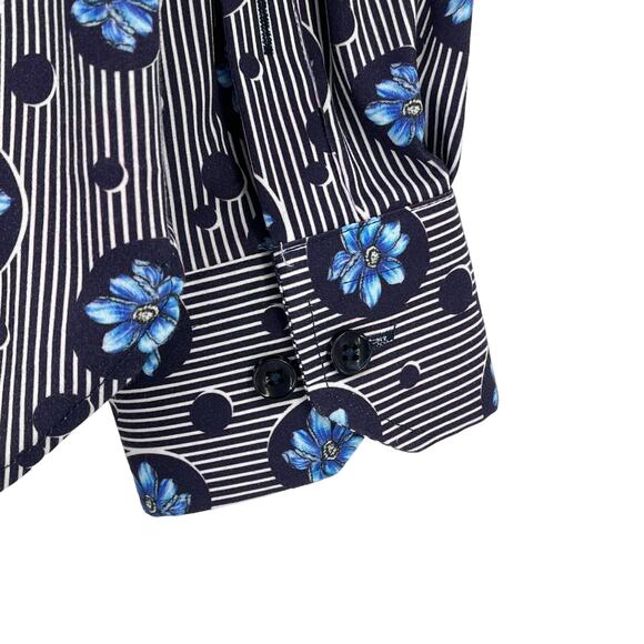 Luchiano Visconti Floral Stripe Print Button Front Dress Shirt Mens Size Small - Picture 4 of 7